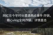 网红在今早时分遭遇热点事件 炸锅，糖心vlog全网炸锅，详情直击