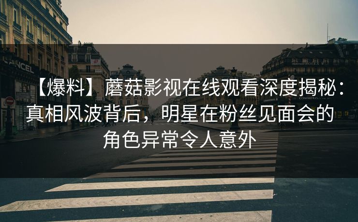 【爆料】蘑菇影视在线观看深度揭秘：真相风波背后，明星在粉丝见面会的角色异常令人意外