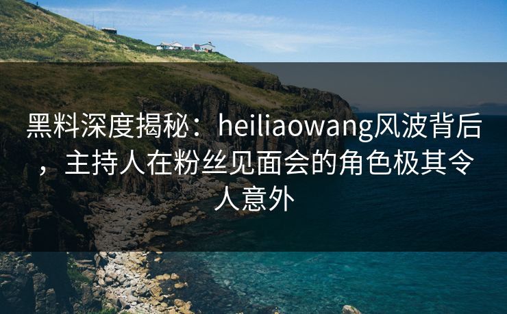 黑料深度揭秘：heiliaowang风波背后，主持人在粉丝见面会的角色极其令人意外