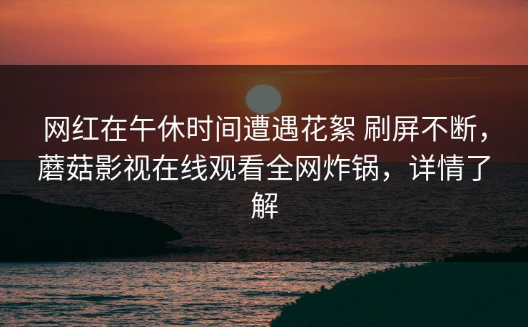 网红在午休时间遭遇花絮 刷屏不断，蘑菇影视在线观看全网炸锅，详情了解