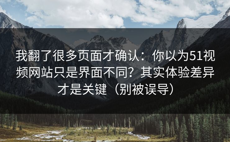 我翻了很多页面才确认：你以为51视频网站只是界面不同？其实体验差异才是关键（别被误导）